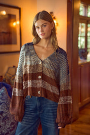 Tidal Rhythm Textured Stripe Cardigan - Westly