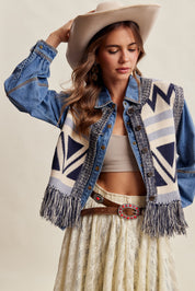 Tierra Fringe Knit Vest - Navy