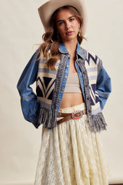 Tierra Fringe Knit Vest - Navy