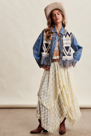 Tierra Fringe Knit Vest - Navy