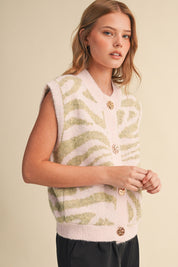 Tiger Lily Button Front Sweater Vest - Westly