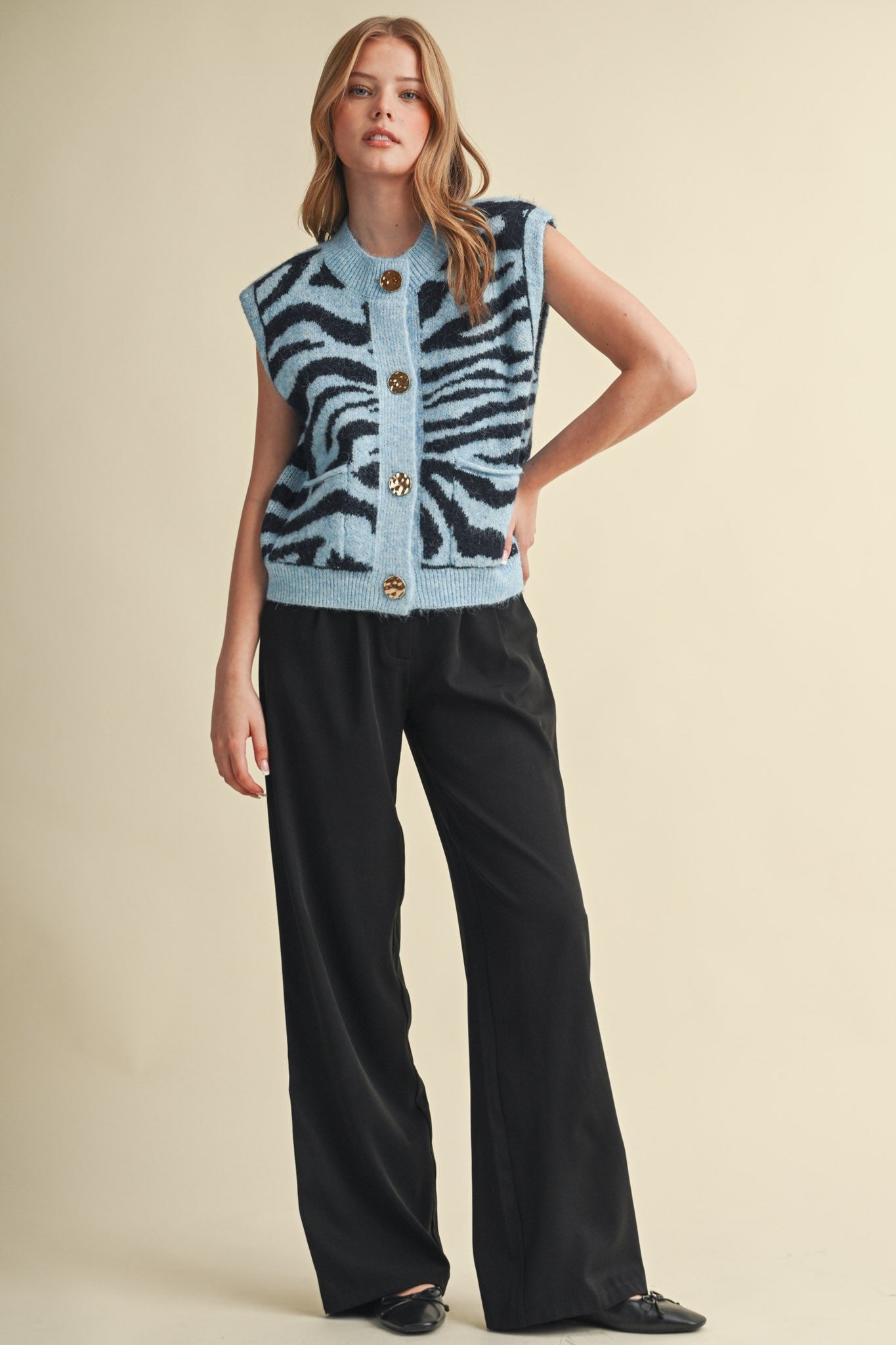 Tiger Lily Button Front Sweater Vest - Westly