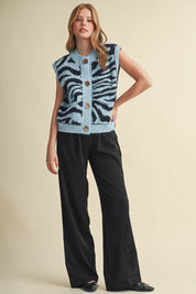 Tiger Lily Button Front Sweater Vest - Westly