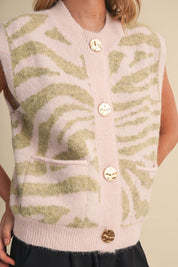 Tiger Lily Button Front Sweater Vest - Westly