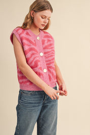 Tiger Lily Button Front Sweater Vest - Westly