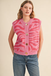 Tiger Lily Button Front Sweater Vest - Westly