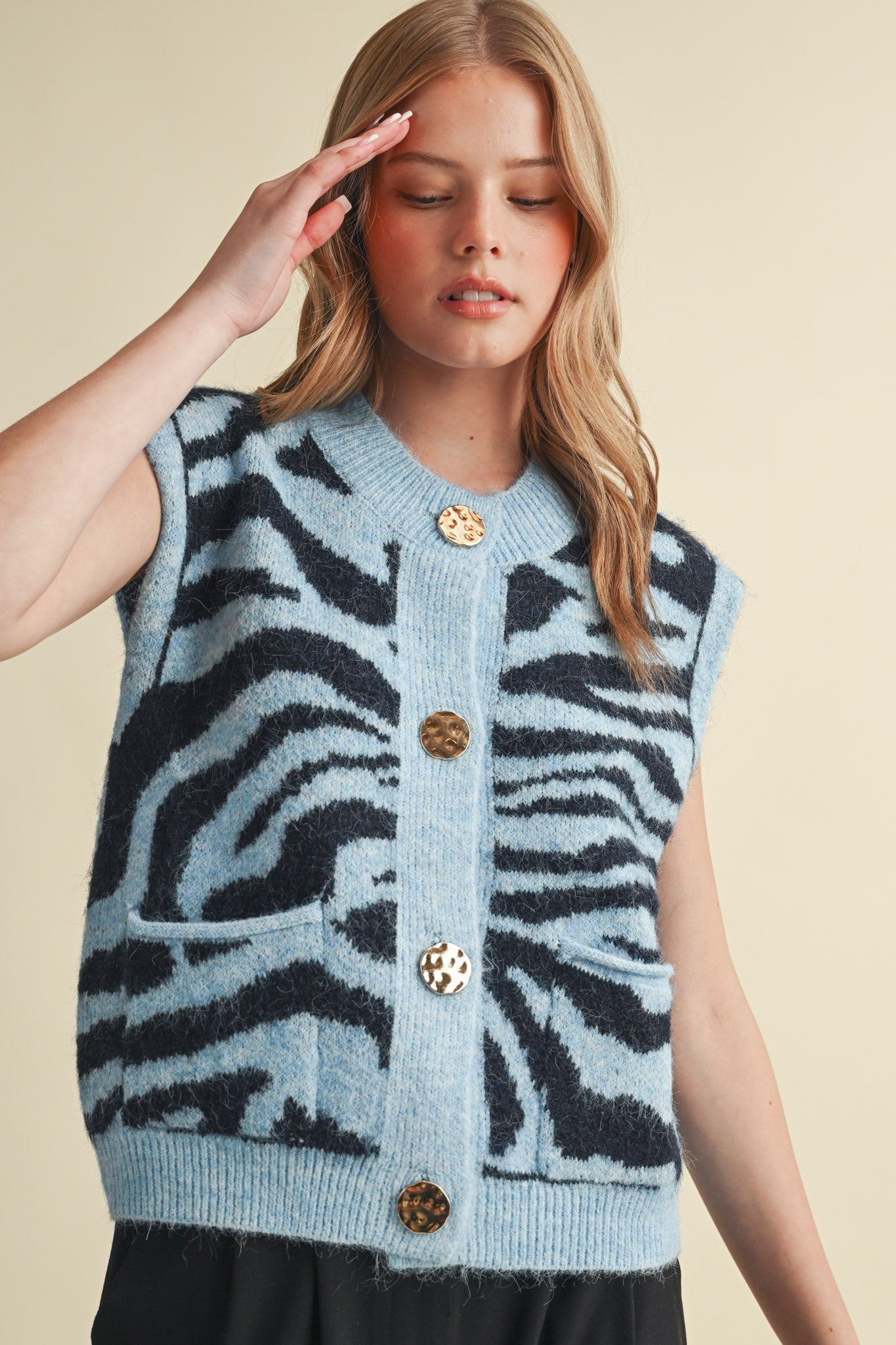 Tiger Lily Button Front Sweater Vest - Westly