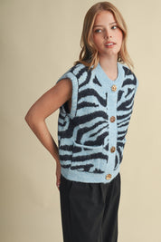 Tiger Lily Button Front Sweater Vest - Westly
