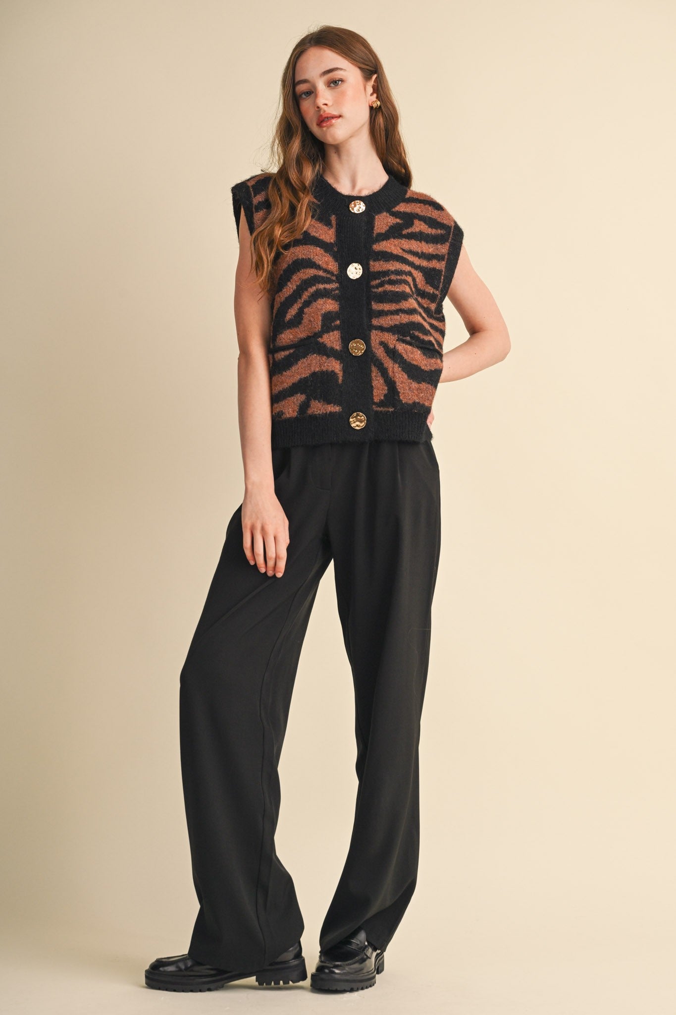 Tiger Lily Button Front Sweater Vest - Westly