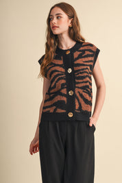 Tiger Lily Button Front Sweater Vest - Westly