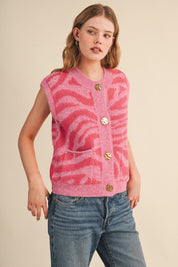 Tiger Lily Button Front Sweater Vest - Westly