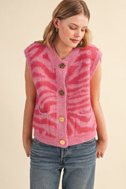 Tiger Lily Button Front Sweater Vest - Westly