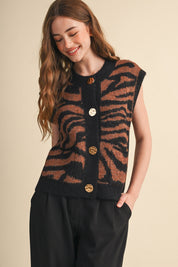 Tiger Lily Button Front Sweater Vest - Westly