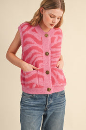 Tiger Lily Button Front Sweater Vest - Westly