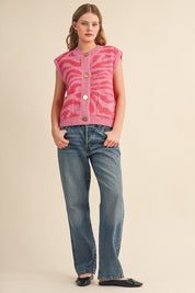 Tiger Lily Button Front Sweater Vest - Westly