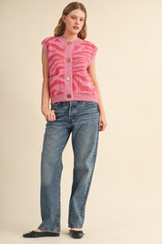 Tiger Lily Button Front Sweater Vest - Westly