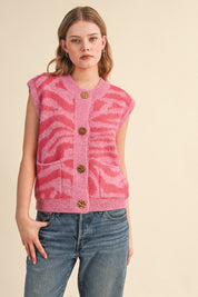 Tiger Lily Button Front Sweater Vest - Westly