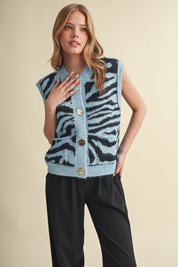 Tiger Lily Button Front Sweater Vest - Westly