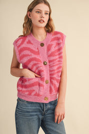 Tiger Lily Button Front Sweater Vest - Westly