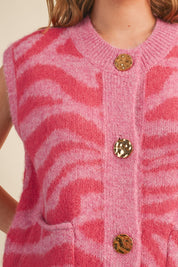 Tiger Lily Button Front Sweater Vest - Westly
