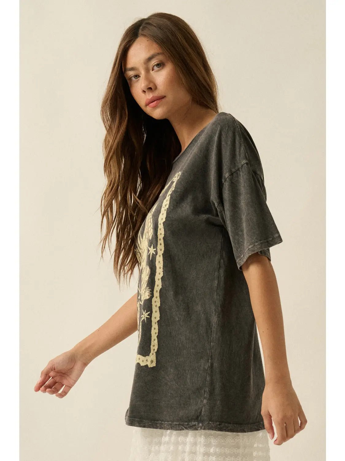 Tigers and Stars Vintage - Wash Oversized Graphic Tee - Westly