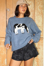 Tillie Cow Intarsia Sweater - Westly