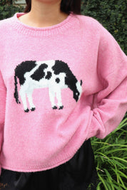 Tillie Cow Intarsia Sweater - Westly
