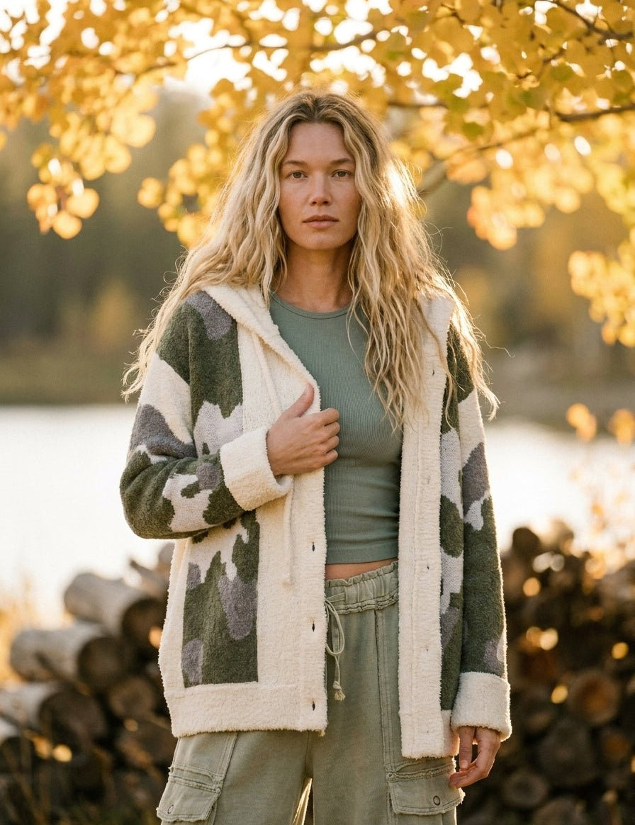 Timberline Camo Knit Button-Front Cardigan - Westly
