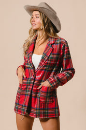 Tinsel Hour Sequin Plaid Jacket - Red Multi