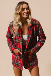 Tinsel Hour Sequin Plaid Jacket - Red Multi
