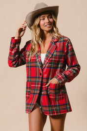 Tinsel Hour Sequin Plaid Jacket - Red Multi