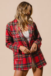 Tinsel Hour Sequin Plaid Jacket - Red Multi