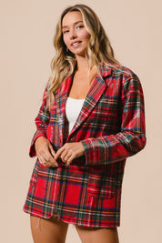 Tinsel Hour Sequin Plaid Jacket - Red Multi