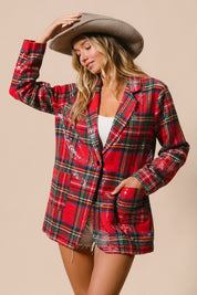 Tinsel Hour Sequin Plaid Jacket - Red Multi