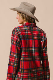 Tinsel Hour Sequin Plaid Jacket - Red Multi