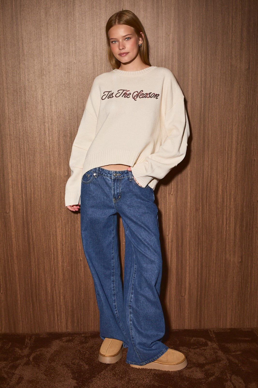 Tis the Season Sequin Knit Sweater in Ivory — product photo 03