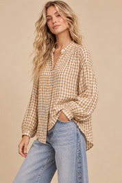 Tolland Gingham Button-Front Blouse - Westly