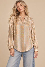 Tolland Gingham Button-Front Blouse - Westly
