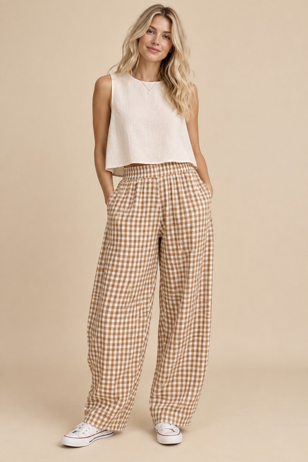 Tolland Gingham Wide Leg Pants - Westly
