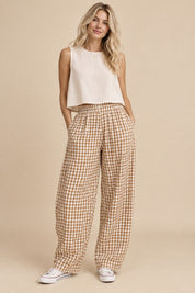 Tolland Gingham Wide Leg Pants - Westly