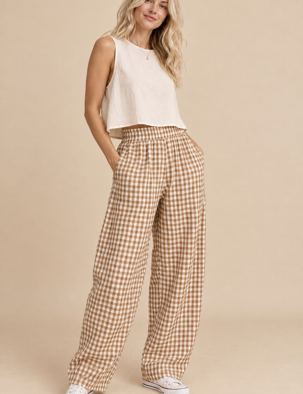 Tolland Gingham Wide Leg Pants - Westly