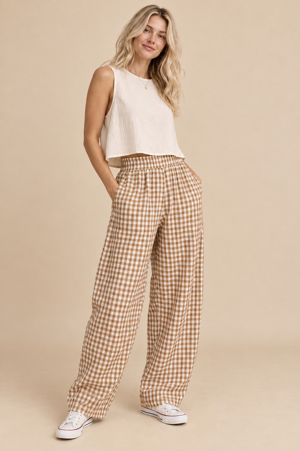 Tolland Gingham Wide Leg Pants - Westly