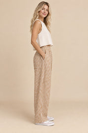 Tolland Gingham Wide Leg Pants - Westly