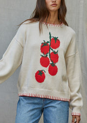 Tomato Vine Intarsia Sweater in Cream Red - product photo 1