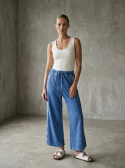 The Essential Drawstring Mineral Washed Terry Knit Pants