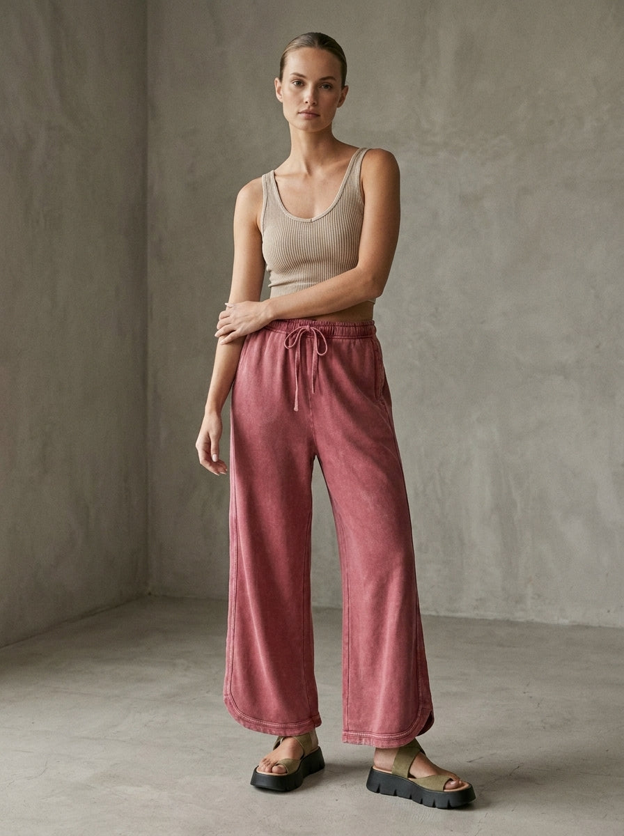 The Essential Drawstring Mineral Washed Terry Knit Pants