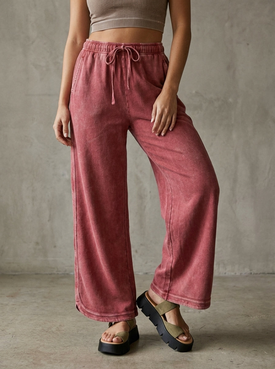 The Essential Drawstring Mineral Washed Terry Knit Pants