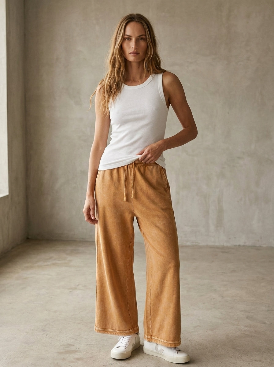 The Essential Drawstring Mineral Washed Terry Knit Pants