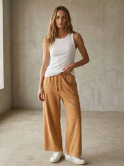 The Essential Drawstring Mineral Washed Terry Knit Pants