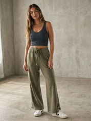 The Essential Drawstring Mineral Washed Terry Knit Pants